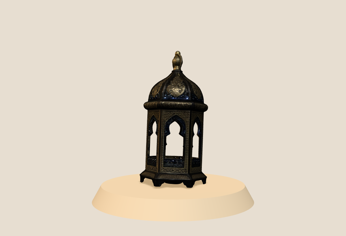 Ornate Arabian Islamic Lantern Lamp Gold Black Demo AR lamp